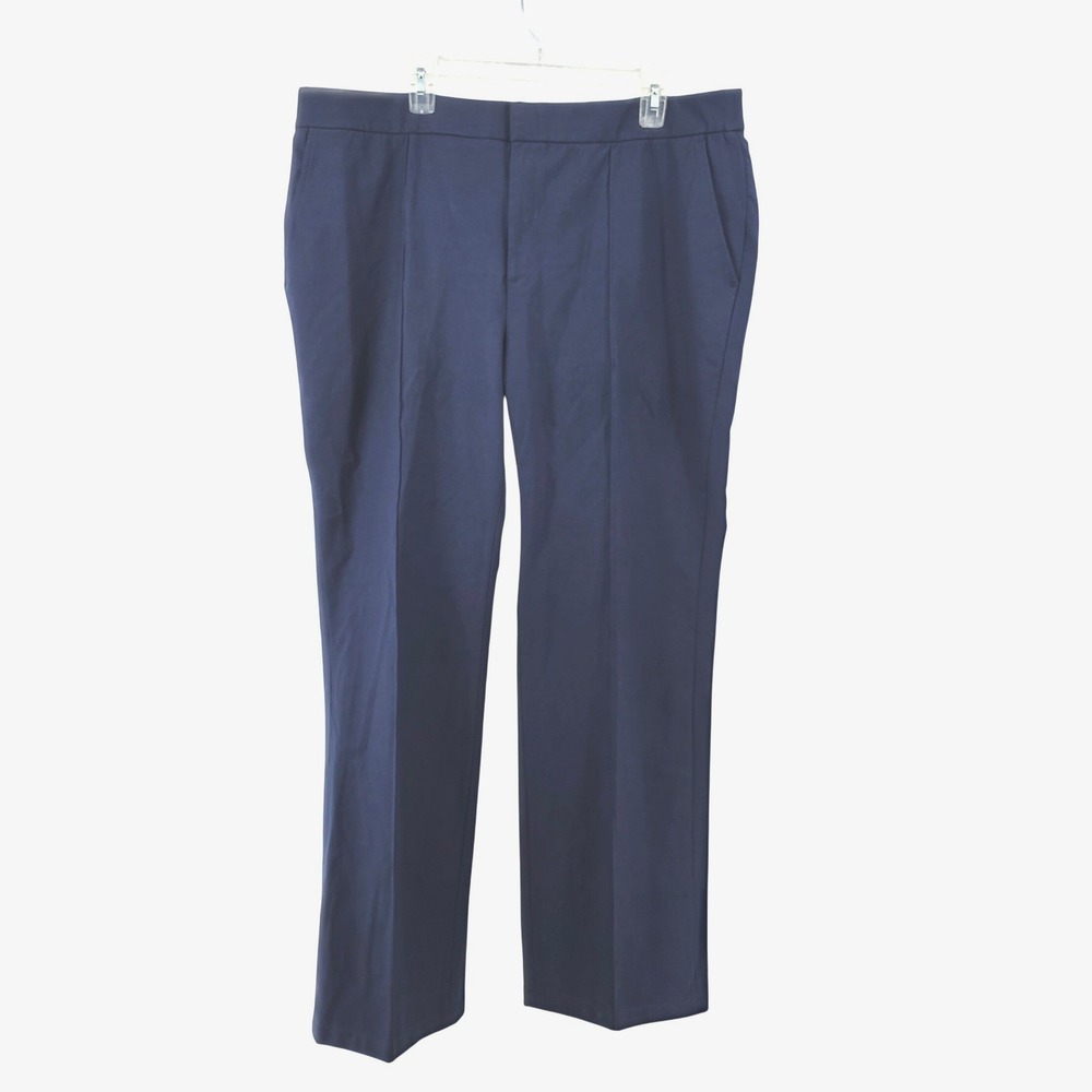 Lands End Womens 20W Navy Blue High Rise Straight Leg Stretch Trousers Pants